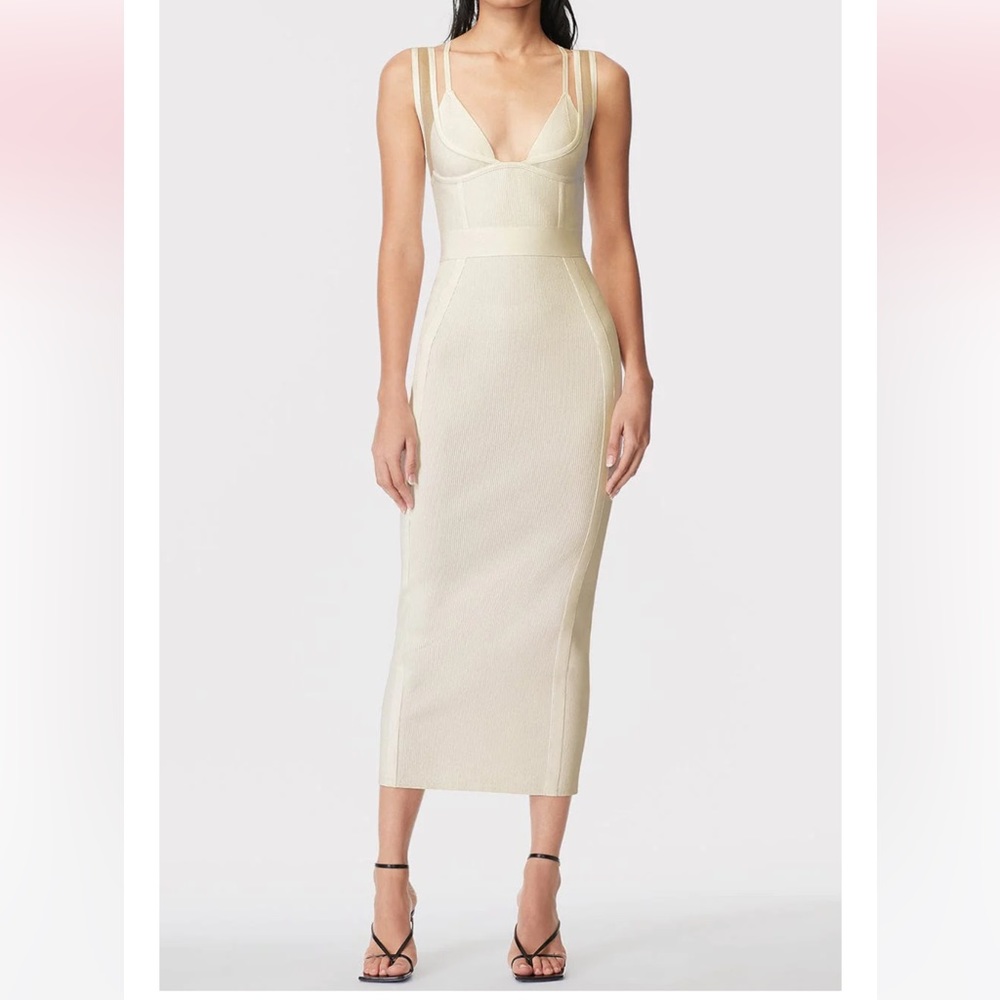 HERVÉ LÉGER Sheer Overlay Bustier Dress Large